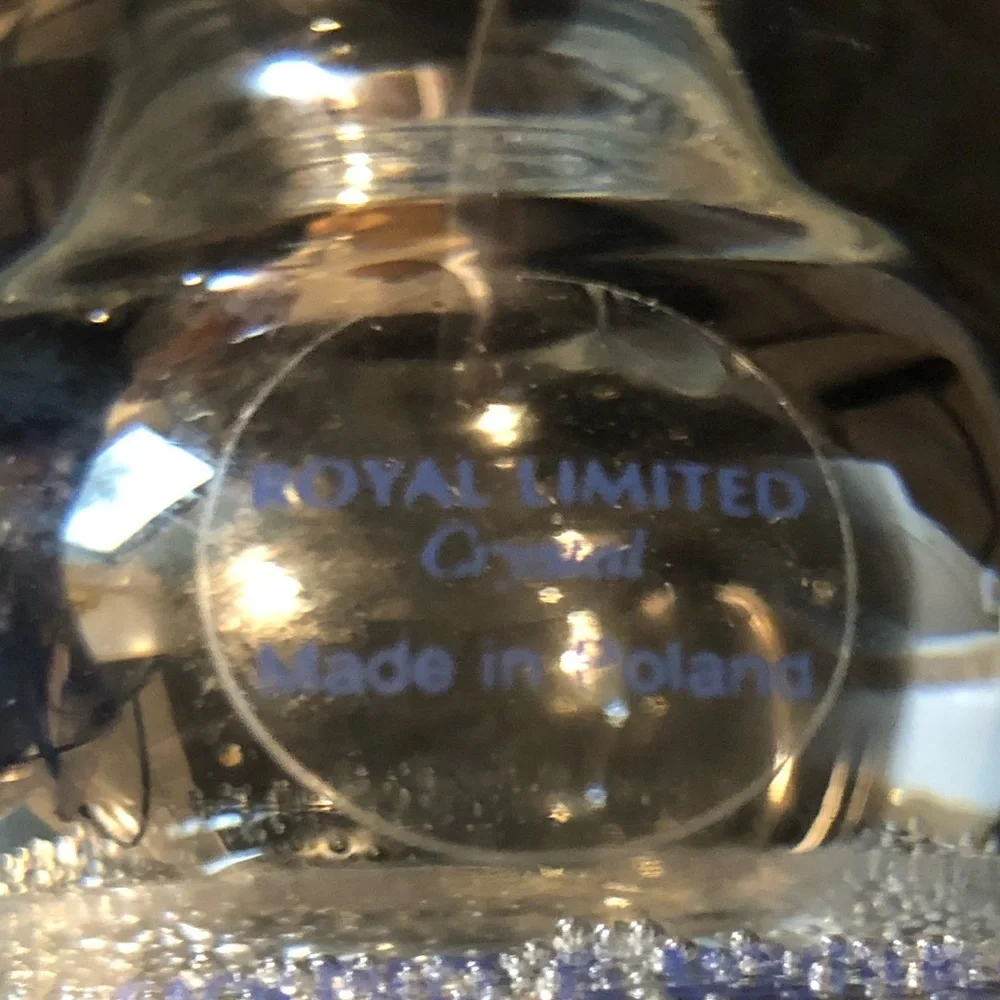 Crystal Hand Blown & Shaped Vase Clear Bubbles Made in Poland
